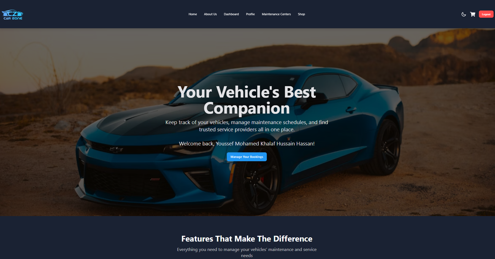 CarZone Desktop View
